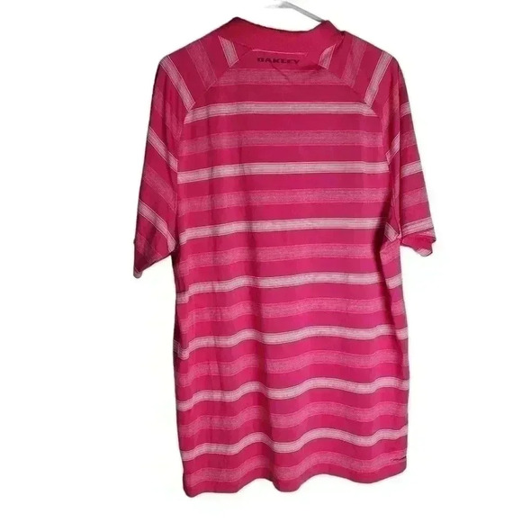 Oakley Hydrolix Pink Striped Regular Fit Collared Golf Polo Shirt XL - Picture 3 of 8